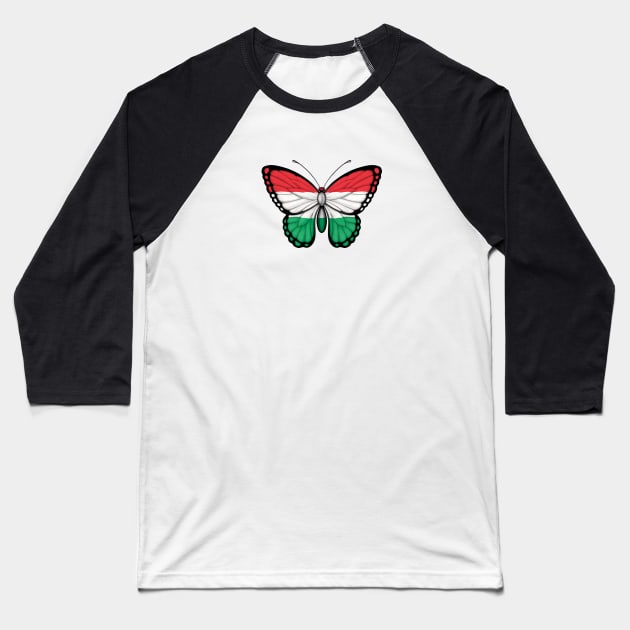 Hungarian Flag Butterfly Baseball T-Shirt by jeffbartels